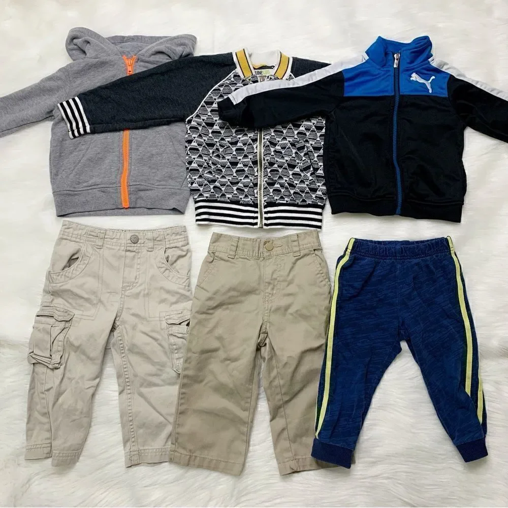 BUNDLE (6) Baby Boy 18 Months Zip Up Jacket & Pants Set